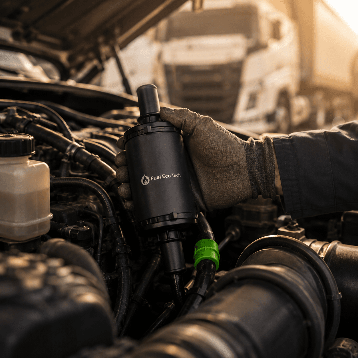 Fuel Eco Tech device — installed on a commercial engine
